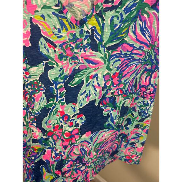 Lilly Pulitzer High Tide Navy Sea View V-Neck Tee Shirt Women’s S 100% Cotton - Picture 6 of 8
